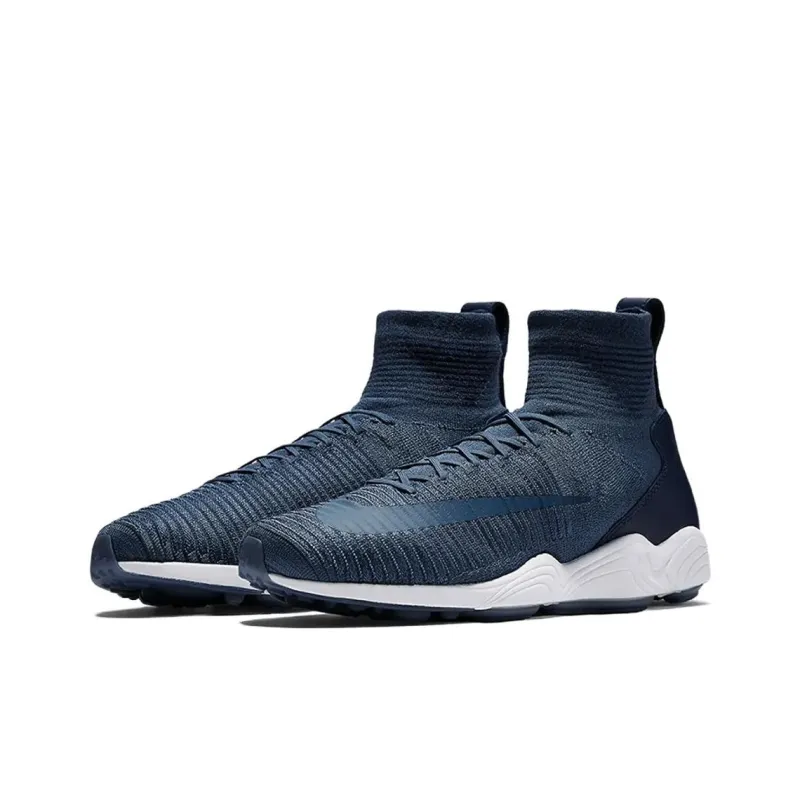 Nike Zoom Mercurial Flyknit Anti-Slip Wear-Resistant High-Top Casual Shoes Unisex Blue-2