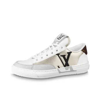 LOUIS VUITTON Charlie Stylish Skateboarding Shoes Women's White Gold