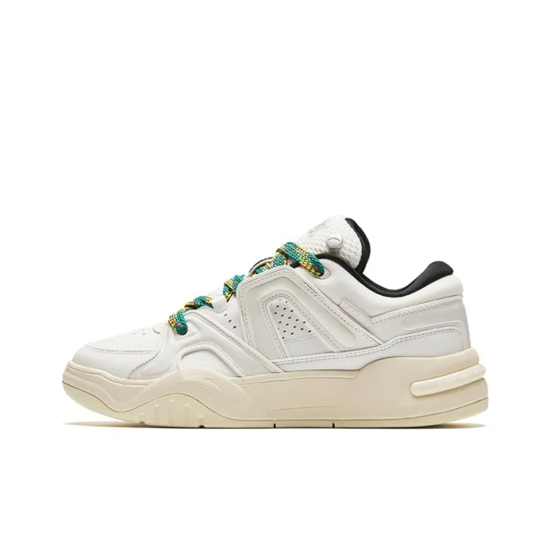 Anta AOJIE Wear Resistant Low Top Skateboard Shoes Women's Ecru Green-0