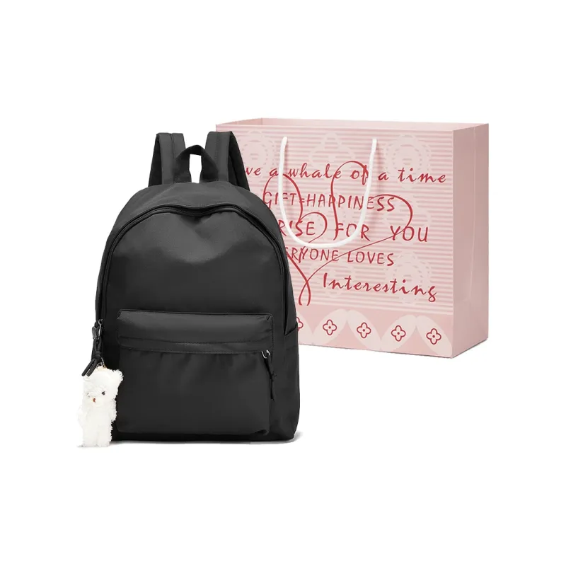 CORALDAISY Fabric Backpack Shoulder Bag Backpack Travel Bag Laptop Bag Regular Unisex Black-6