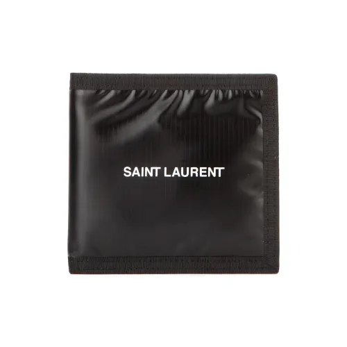 SAINT LAURENT Nylon Fabric Card Holder Wallet Men's Black