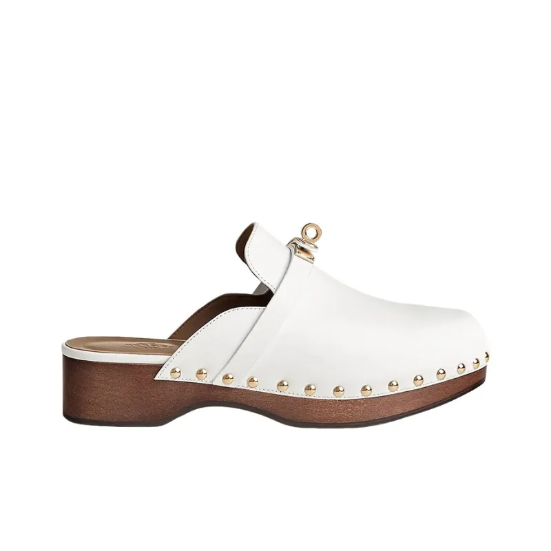 HERMES Carlotta Closed Toe Slippers Women's White-1