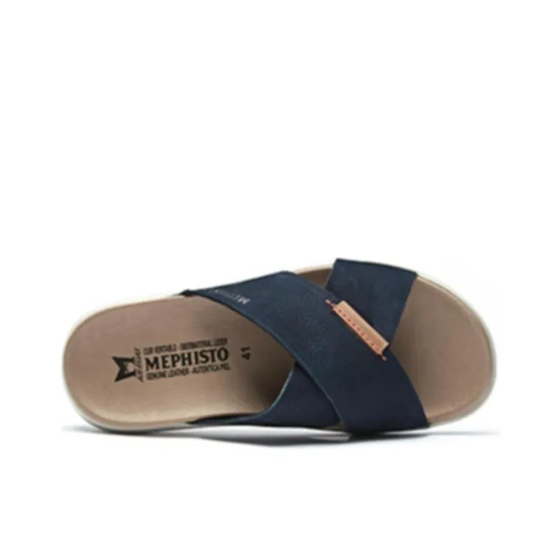 MEPHISTO Slide Slippers Men Sand/Navy Blue/Black-8