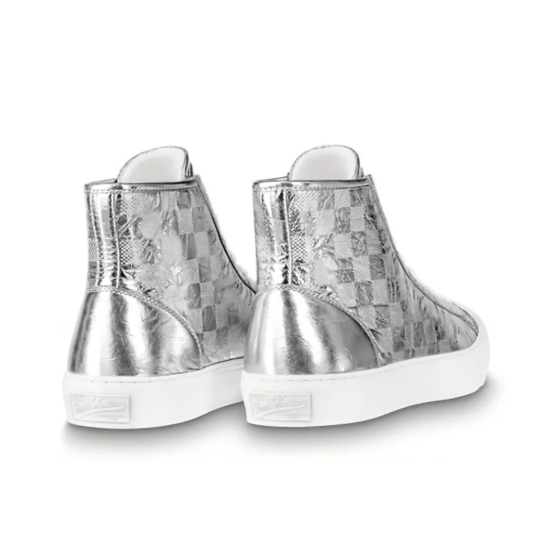 LOUIS VUITTON Tattoo High Top Stylish Skateboarding Shoes Men's Silver-3