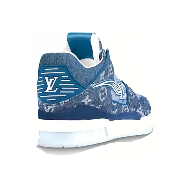 LOUIS VUITTON Trainer Ankle Sneakers 'Denim Monogram'-3