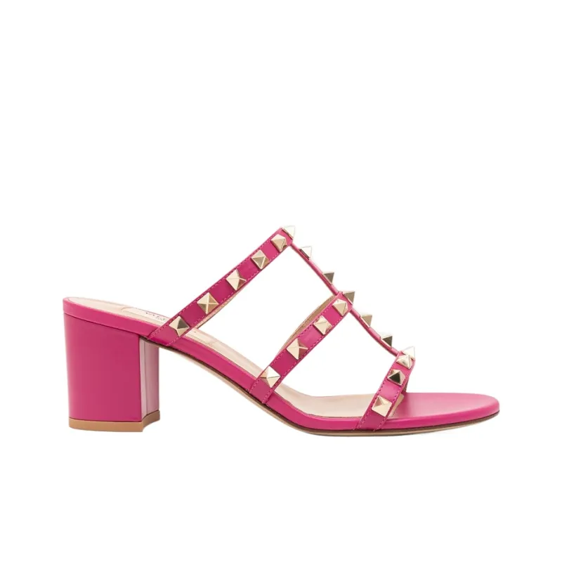 Valentino Rockstud Slip Resistant Slide Slippers Women's Pink-1