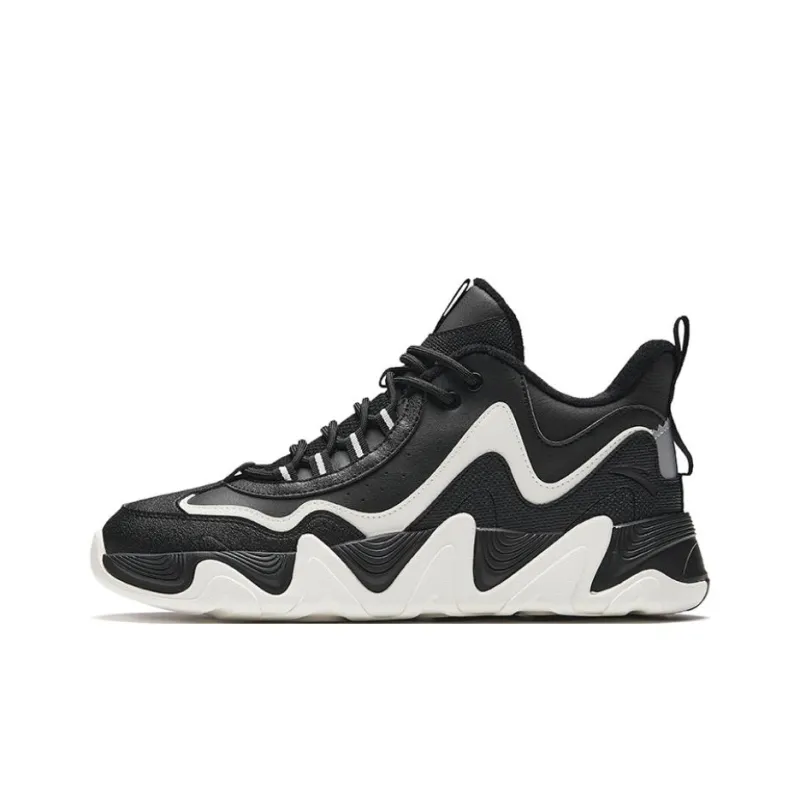 Anta Back Wave 1.0 Cushioning Wear-Resistant Low-Top Casual Shoes Men's Black White-0