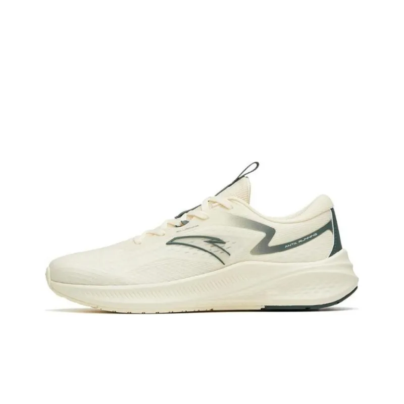 Anta Road Run Anti Slip Wear Resistant Low Top Running Shoes Men's White Asphalt Gray-0