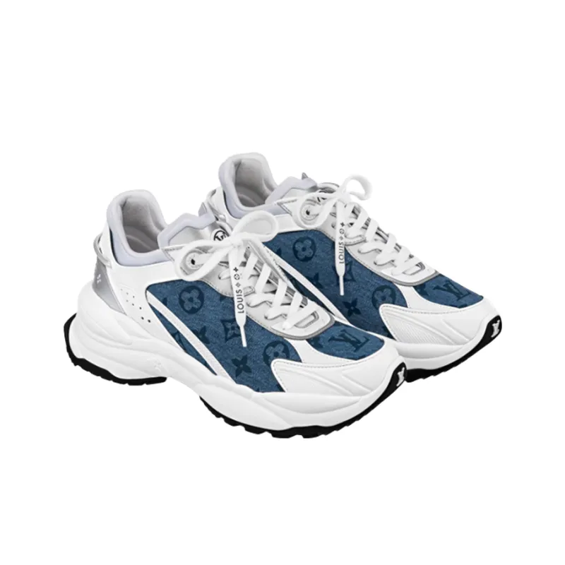 LOUIS VUITTON Run 55 Sneakers 'Denim Monogram Silver' Women's-1