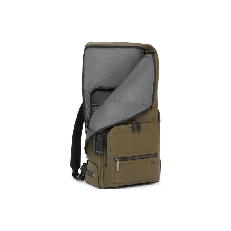 TUMI Leather Backpack Men's Olive Green-3