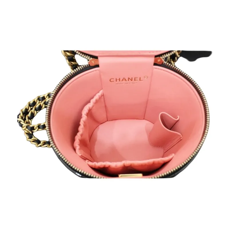 CHANEL Patent Leather Bucket Bag, Handbag, Shoulder Bag, Crossbody Bag Women's Black-11