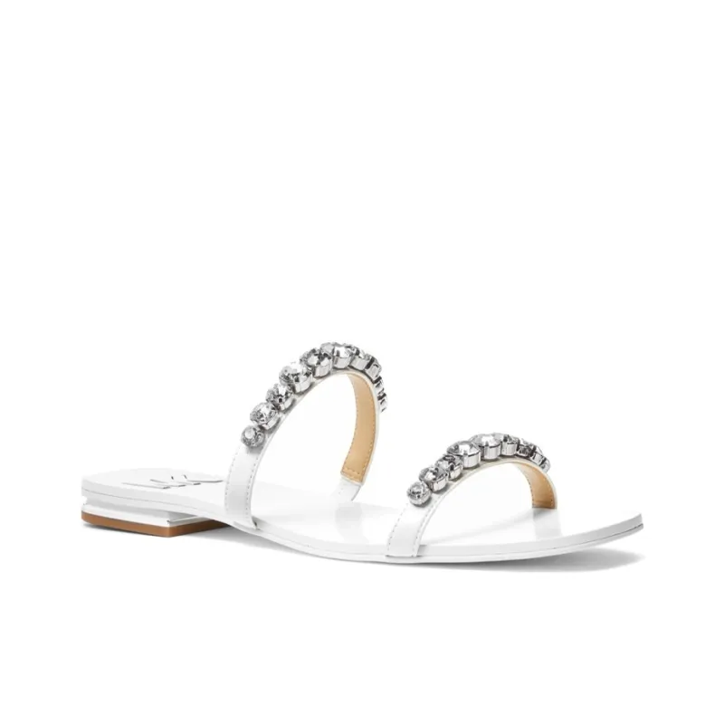 MICHAEL KORS Jessa Abrasion Resistant Slide Slippers Women's White-2