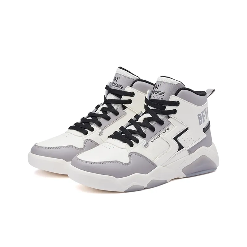 361° Xingran High Top Skateboard Shoes Men's White Gray Black-2