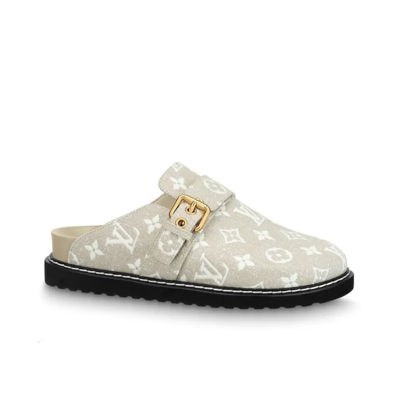 LOUIS VUITTON Closed Toe Slippers Women's Gray-1