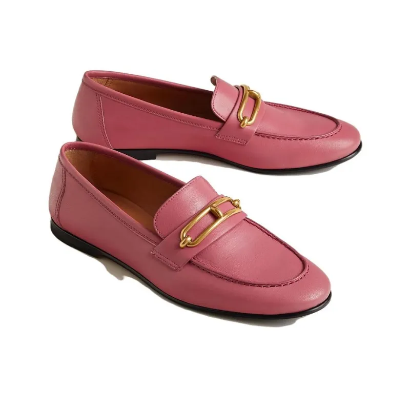 HERMES Colette Loafers Women's Pink-2