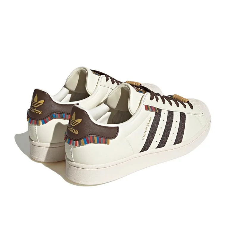 Adidas Originals Superstar Skateboard Shoes Unisex Low Top Ecru/Brown-4