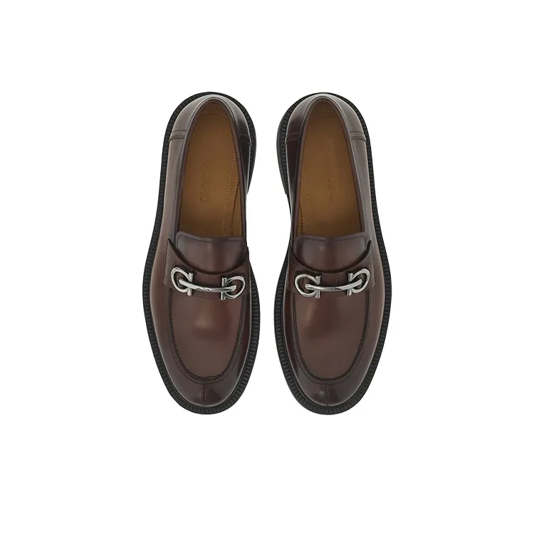 FERRAGAMO Gancini-buckle Leather Boat Shoes-2