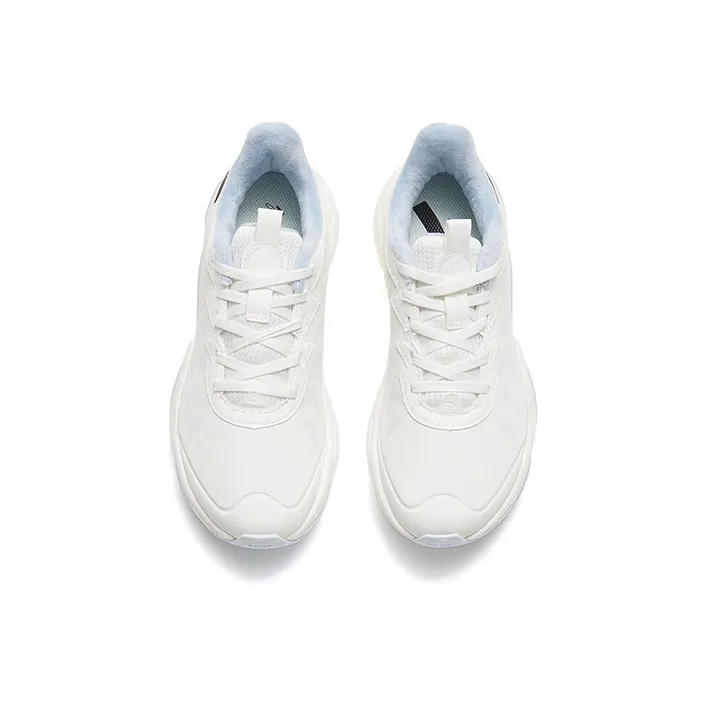 Anta Keep Moving Cushioned Wear Resistant Warm Low Top Running Shoes Women's White Blue-3