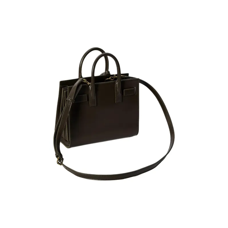 SAINT LAURENT SAC DE JOUR Calfskin Shoulder Bag, Crossbody Bag, Handbag Trumpets Women's Moss Green-4