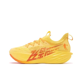 QIAODAN Flying Shadow Plaid Anti Slip And Wear Resistant Lightweight Low Top Marathon Running Shoes Women's Yellow