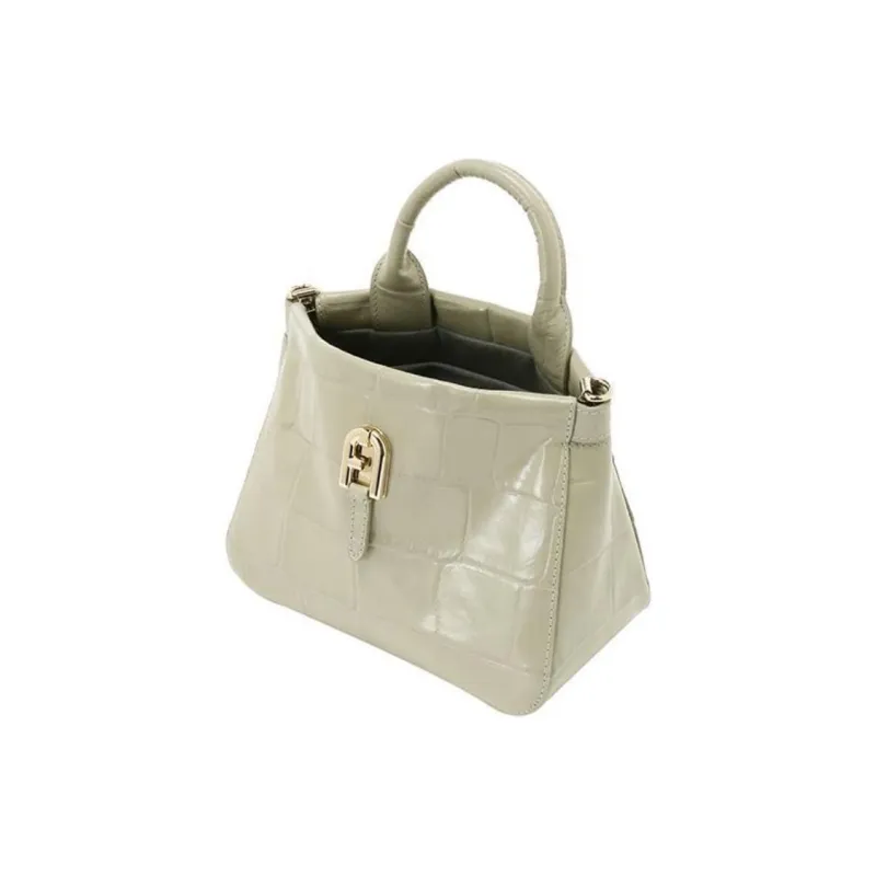Furla Crocodile Embossed Leather Portable Crossbody Bag Shoulder Bag Mini Women's Green-3