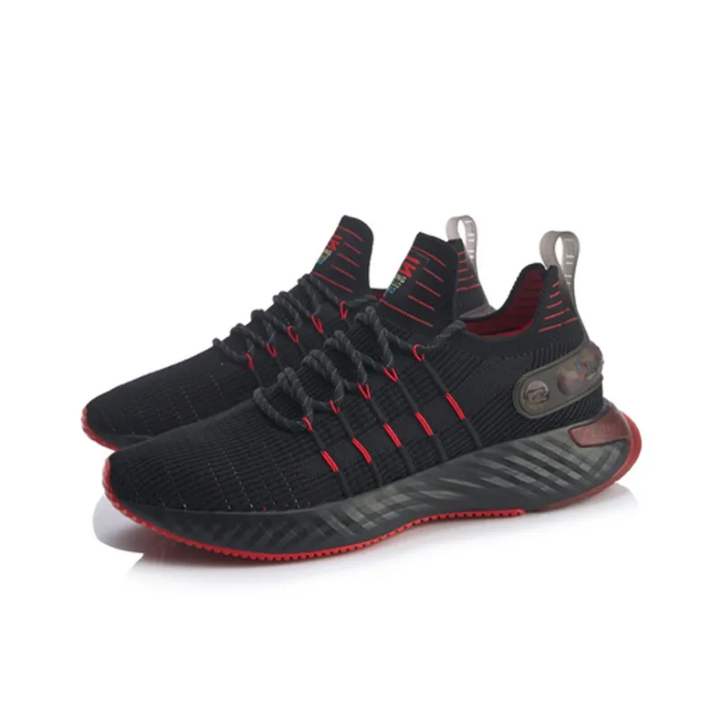 LiNing Cloud Six Generation Element Non slip Lightweight Low Top Running Shoes Men's Black Red-2