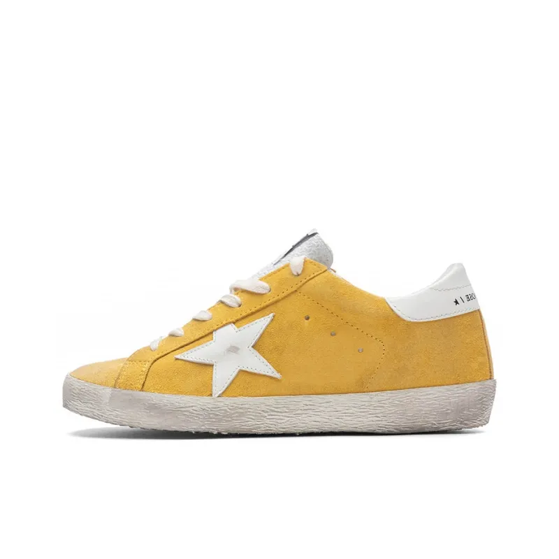 Golden Goose Super Star Stylish Skateboarding Shoes Women's Yellow White Vintage Version-0