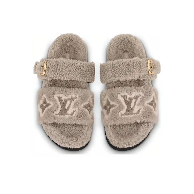 LOUIS VUITTON Paseo Comfort Slide Slippers Women's Light Brown-3