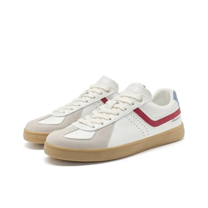 XTEP Germany Army Trainer Anti Slip Wear Resistant Low Top Skateboard Shoes Men's White Gray Red-1
