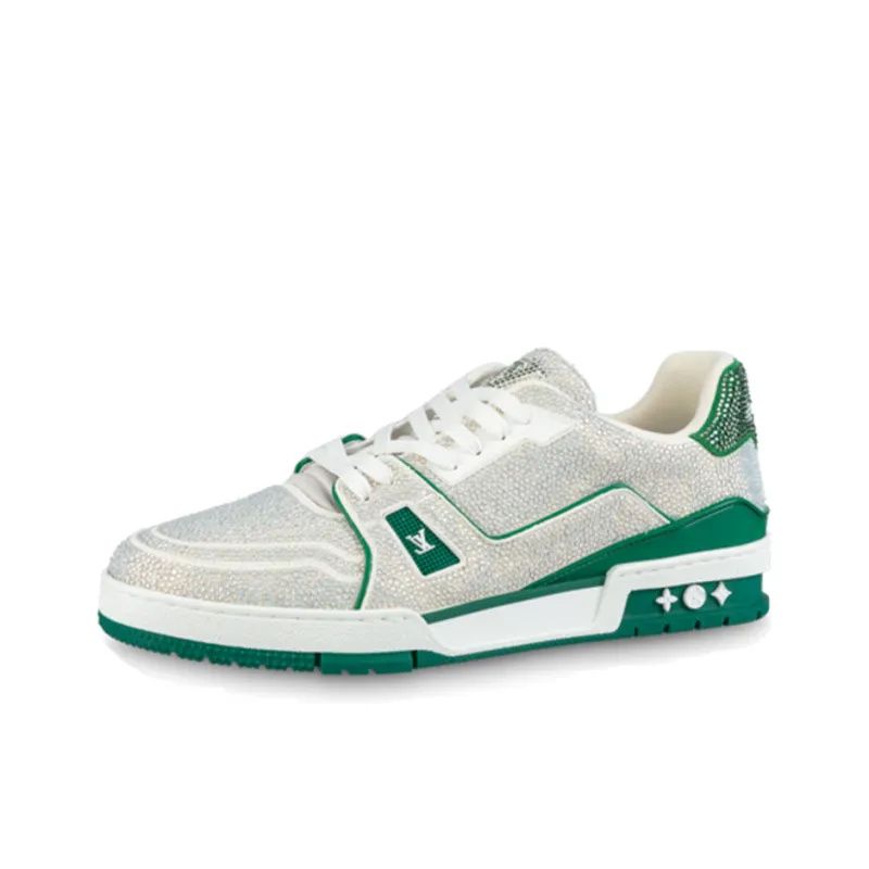 LOUIS VUITTON Trainer Sneakers 'Crystals White And Green'-0