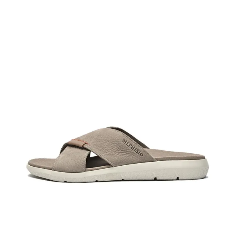 MEPHISTO Slide Slippers Men Sand/Navy Blue/Black-0