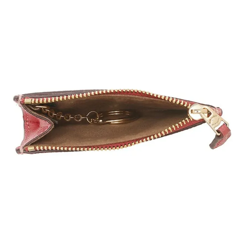 COACH Skinny Id Case Cross-Stitch Leather Document Wallet Card Holders Mini Women's Watermelon Red-3