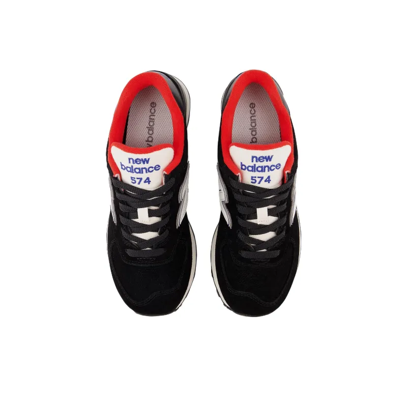 New Balance 574 Black White Varsity Red Women's-3