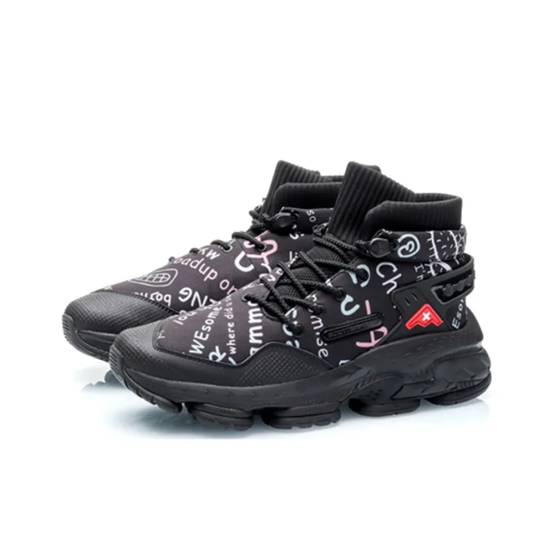 LiNing Countflow AMMO 'Black' Non slip Lightweight High Top Sports Casual Shoes Men's Black-2
