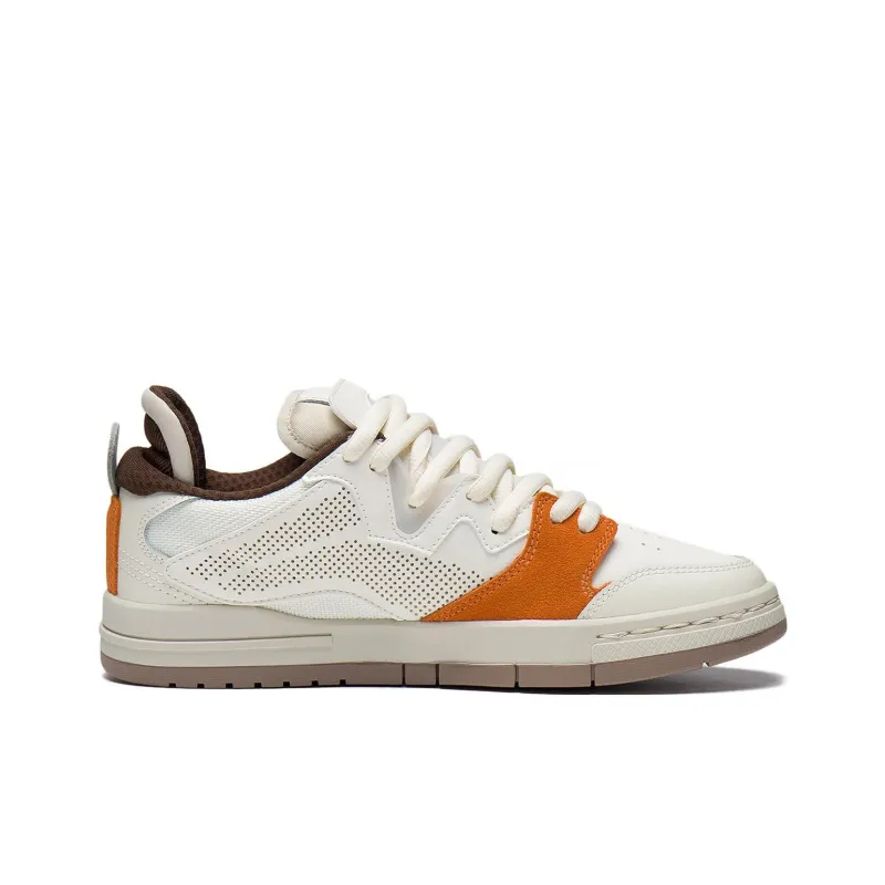 LiNing Pro Anti Slip Wear Resistant Low Top Skateboard Shoes Women's White Orange-1