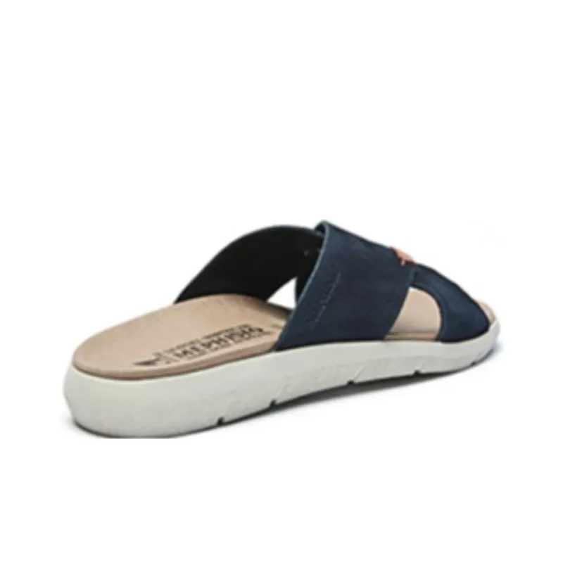 MEPHISTO Slide Slippers Men Sand/Navy Blue/Black-7