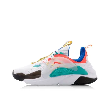 LiNing Spark Anti Slip Wear Resistant Low Top Sports Casual Shoes Women's White Orange Blue