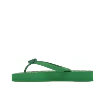 GUCCI Chevron Thong Sandal Green Rubber Women's