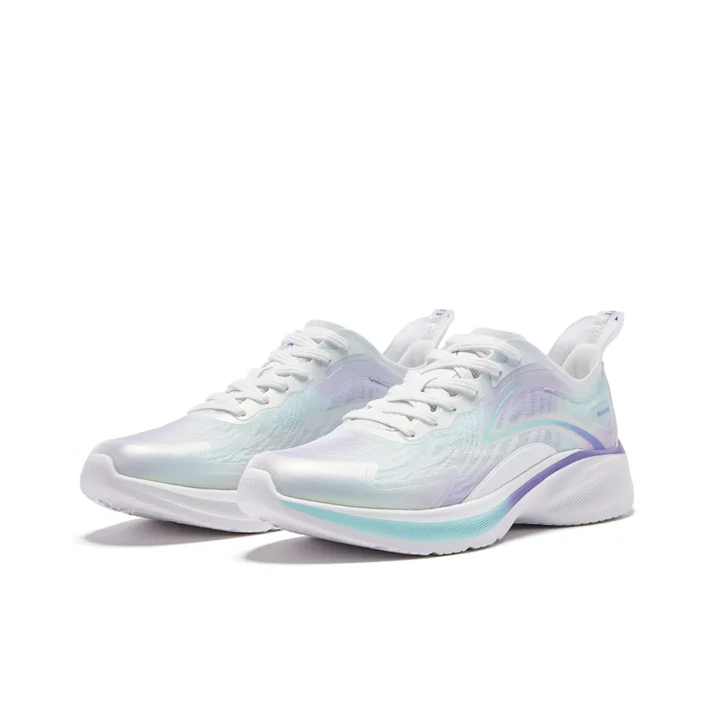 QIAODAN Light Speed 2.0Plus Cushioning And Breathable Low Top Sprint Running Shoes Men's White Purple-2