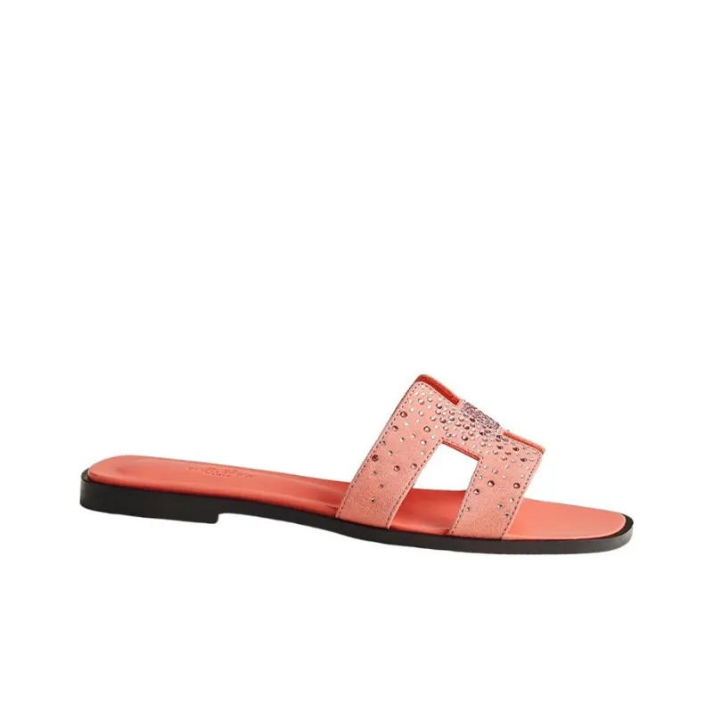 HERMES Oran Slide Slippers Women's Light Pink-1