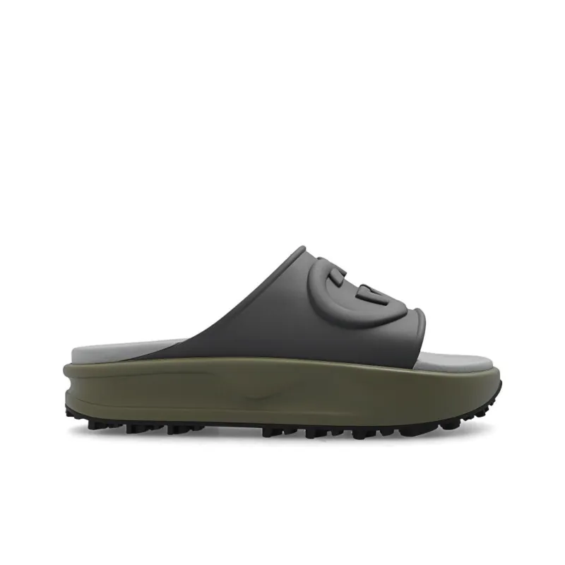 GUCCI Interlocking G Slide Dark Grey Khaki-1