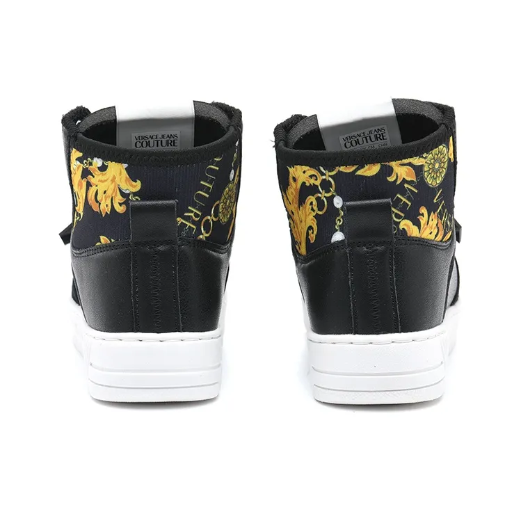 VERSACE JEANS Couture Wear Resistant High Top Skateboard Shoes Women's Black-3