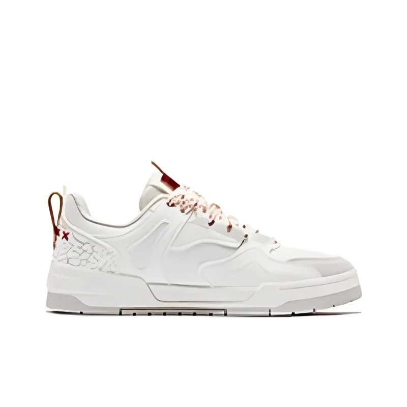 QIAODAN Inheritance 1.0 Durable Breathable Low Top Skateboard Shoes Ivory Tomato Red-1