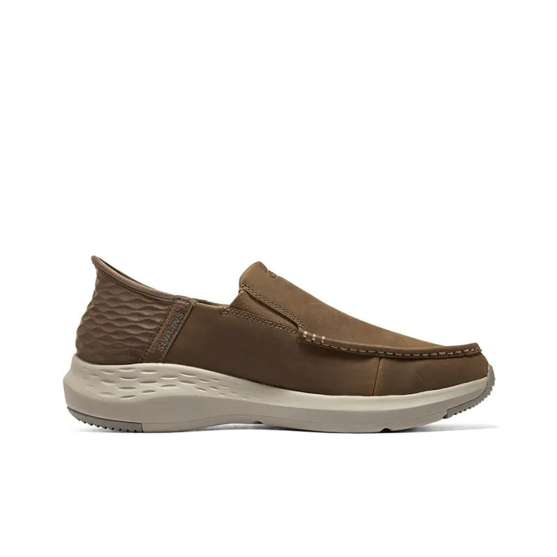 Skechers Slip Ins Slip Ins Technology Wear Resistant Low Top Casual Shoes Men's Brown-1