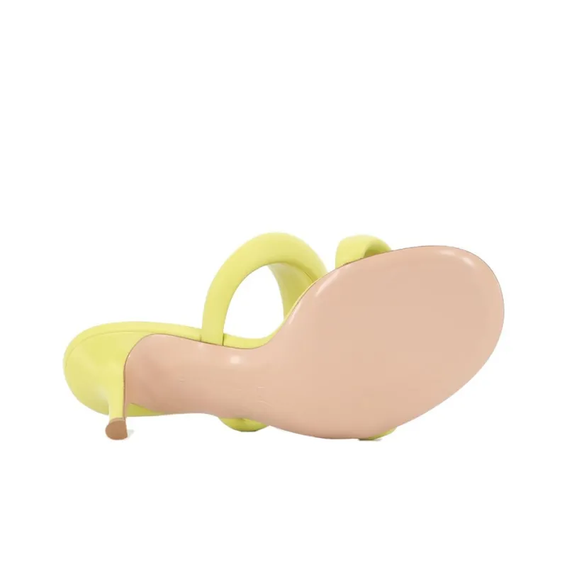 GIANVITO ROSSI Bijoux Puffy Slide Slippers 7cm Women's Yellow-4