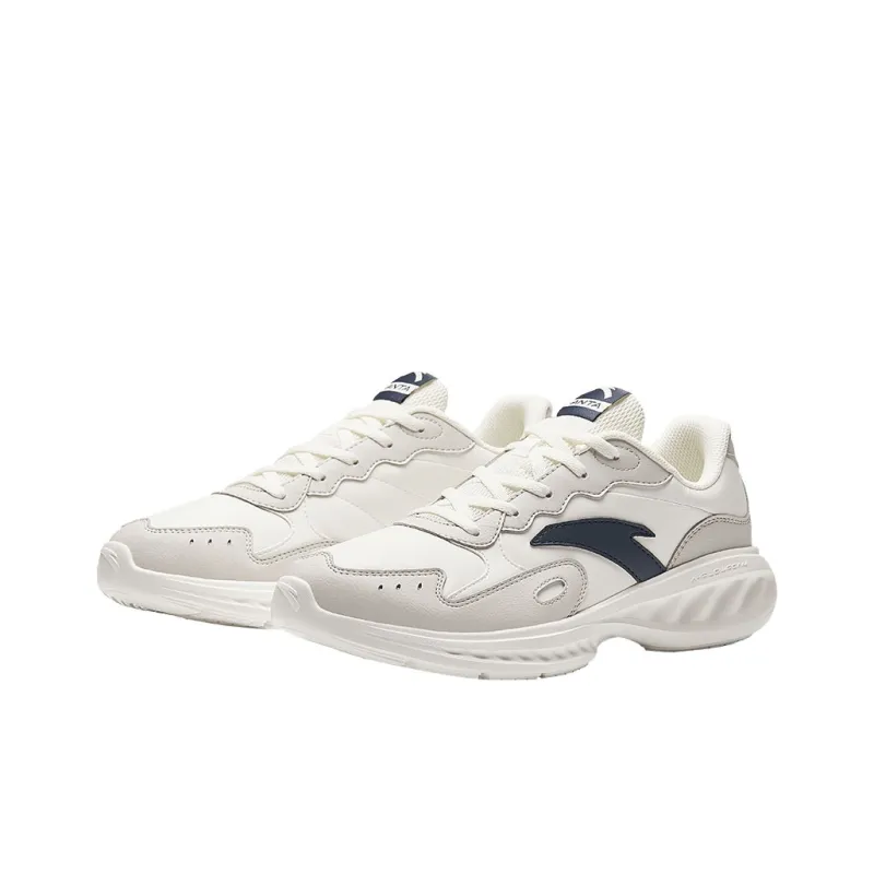 Anta Nebula Abrasion Resistant Breathable Low Top Casual Running Shoes Men's White Gray-1