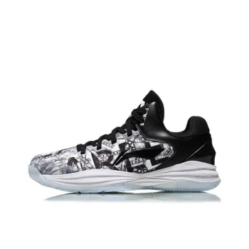 LiNing Night Stalker Cushioning Balance Low Top Basketball Shoes Men's Black And White Graffiti