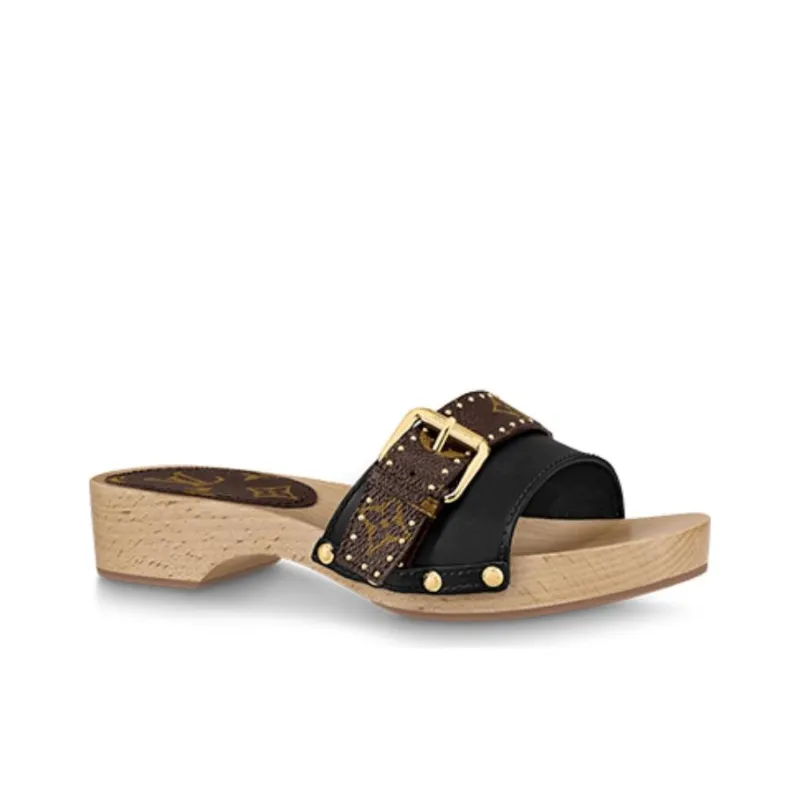 LOUIS VUITTON Cottage Slide Slippers Women's Black-1