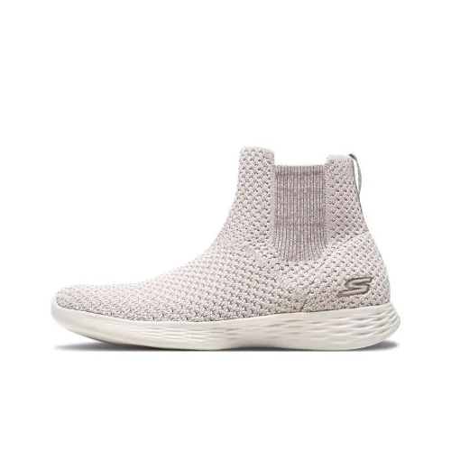 Skechers YOU Define Anti-Slip And Wear-Resistant Breathable High-Top Sports Casual Shoes Women's Beige