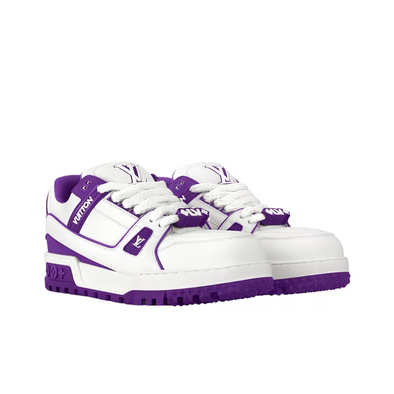 LOUIS VUITTON Trainer Maxi Little Chubby Ding Low Top Skateboard Shoes Unisex White Purple-2